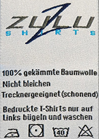 Zulu Shirts Pflegeetiketten